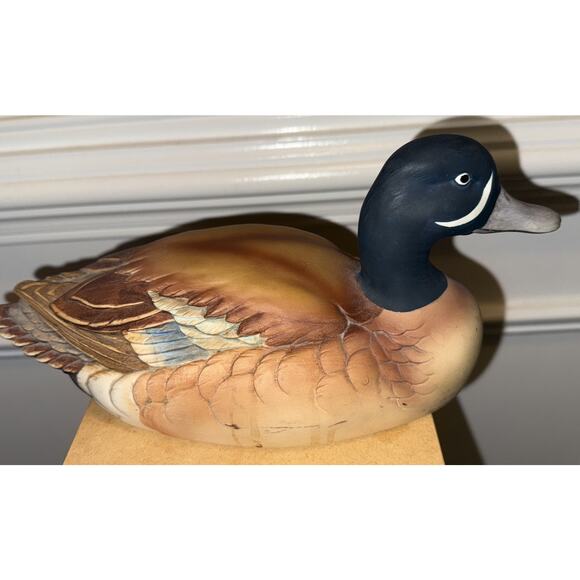 Andrea by Sadek Blue-Winged Teal Duck Figurine Decoy 12” Hand Painted Vintage - Picture 2 of 8